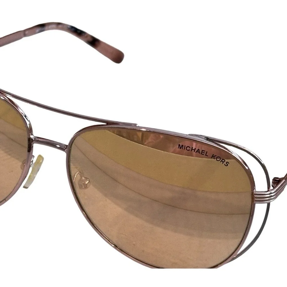 Michael Kors Sunglasses MK1024 Lai Aviator Rose Gold Mirrored Lens 58mm Case